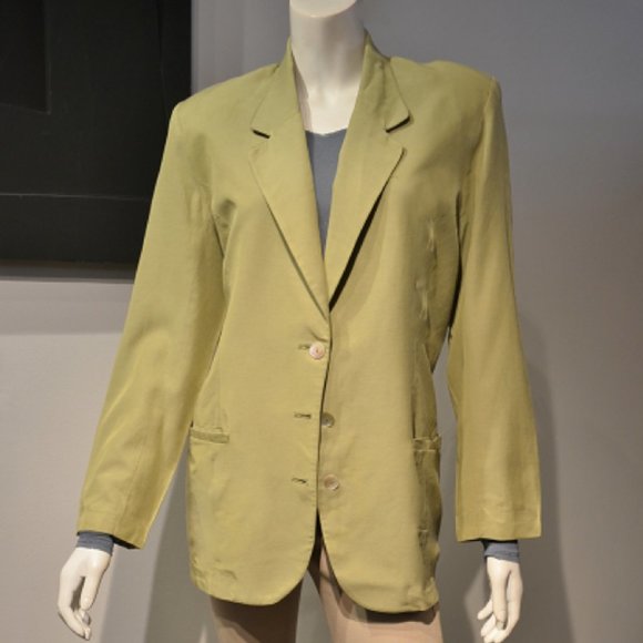 Kazu Jackets & Blazers - Kazu Vintage Spring Green Fuji Silk Blazer